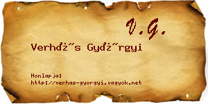 Verhás Györgyi névjegykártya
